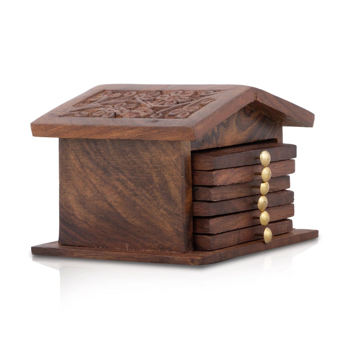 Wooden Hut Table Coasters/ Carved Wood Coasters