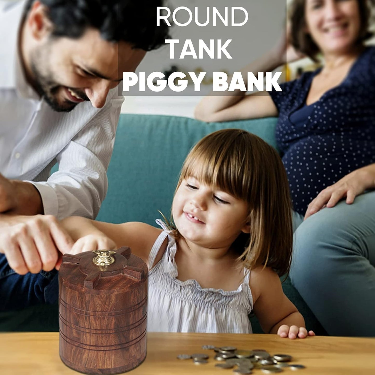 Wooden Handicrafts Money Box with Lock Water Tank Shape