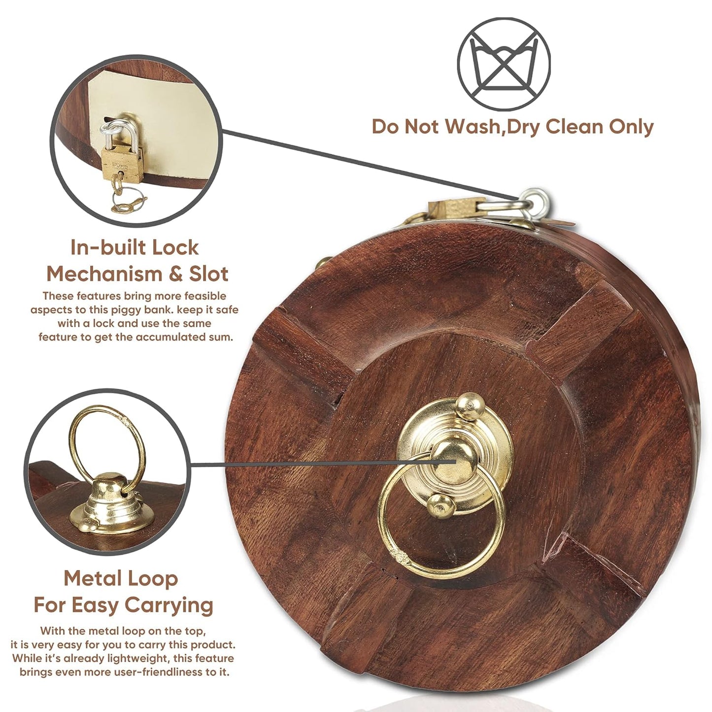 Wooden Handicrafts Money Box with Lock Water Tank Shape
