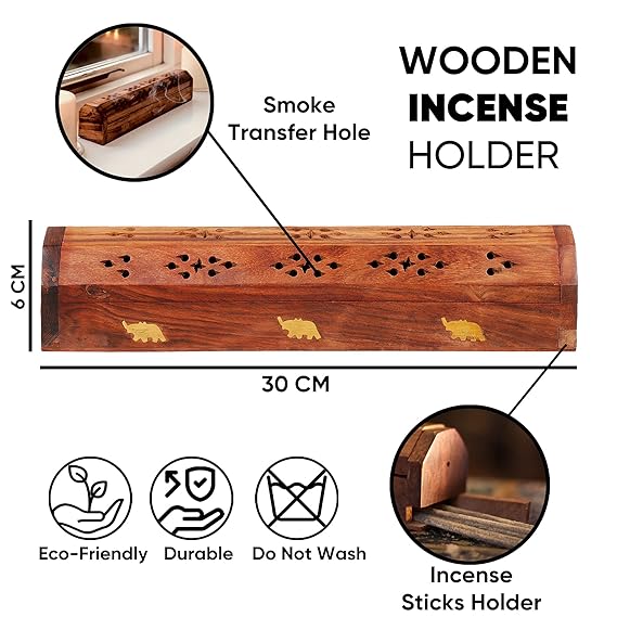 Sheesham Wooden and Brass Agarbati Holder Dhoop Agarbatti Stick