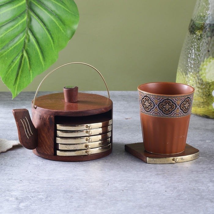 Kettle-Shaped Wooden Coasters for Cups & Mugs