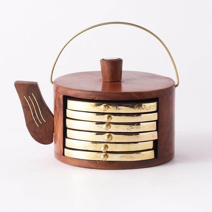 Kettle-Shaped Wooden Coasters for Cups & Mugs