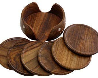 Wooden Beautiful Tea Coaster Set Plate with Stand