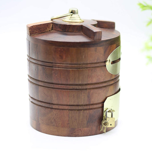 Wooden Handicrafts Money Box with Lock Water Tank Shape