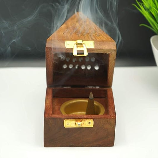 Wood Pyramid Dhoop Stand & 10 Inch Agarbatti Stand Combo