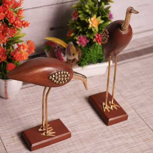 Wooden Antique Decorative Saras Swan Crane Love Birds