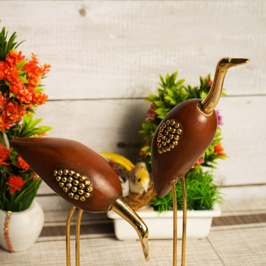 Wooden Antique Decorative Saras Swan Crane Love Birds