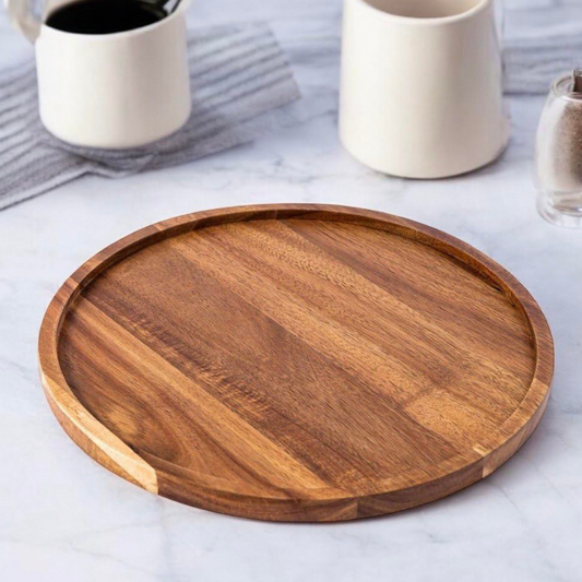 Wooden Rustic Round Serving Tray